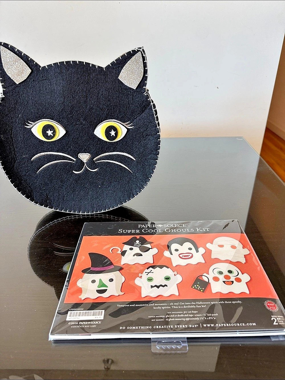 Pottery Barn Kids Black Cat Felt Chair Back & Paper Source DIY Halloween Kit